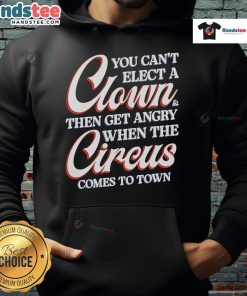 Funny hoodie featuring the phrase 'You Can't Elect A Clown Then Get Angry When The Circus Comes To Town.'