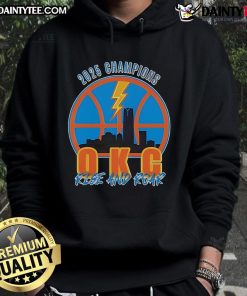 Good 2025 Champions OKC Rise and Roar Hoodie featuring bold design and vibrant colors for fans of the Oklahoma City team.