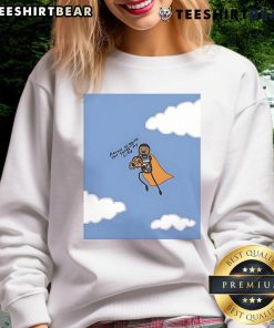 Good Aaron Wiggins You Saved My Life sweatshirt displayed on a hanger, showcasing its unique design and vibrant colors.