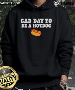Good Bad Day to Be a Hot Dog hoodie featuring a fun graphic design, perfect for casual wear and dog lovers.