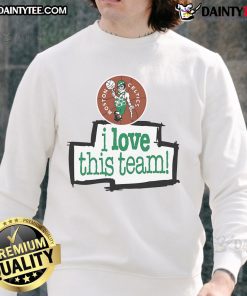 Good Boston Celtics Hardwood Classics 'I Love This Team' sweatshirt featuring vibrant team colors and logo design.