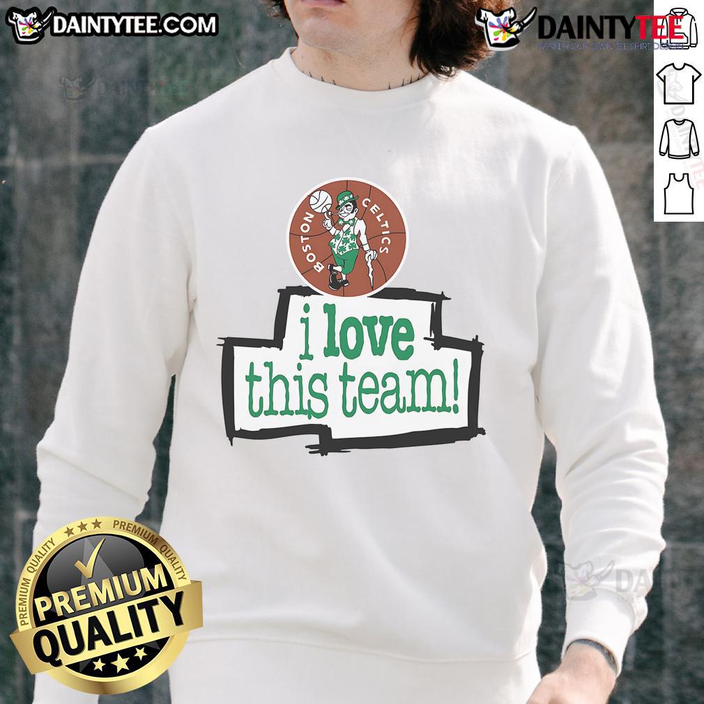 Good Boston Celtics Hardwood Classics I Love This Team Sweatshirt Good Boston Celtics Hardwood Classics 'I Love This Team' sweatshirt featuring vibrant team colors and logo design.