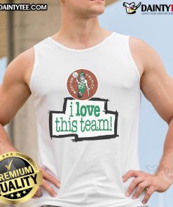 Good Boston Celtics Hardwood Classics I Love This Team Tank Top featuring vibrant team colors and logo for fans.