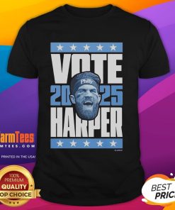 Good Bryce Harper 2025 Vote T-Shirt featuring bold graphics and vibrant colors, perfect for baseball fans and supporters.