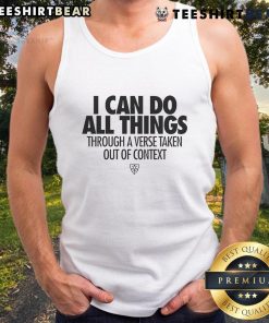 Black tank top with 'I can do all things' verse design, perfect for those who love inspirational apparel.
