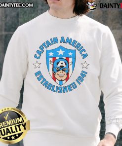 Good Captain America Established 1941 Shield Emblem Cartoon Sweatshirt design featuring iconic superhero logo.