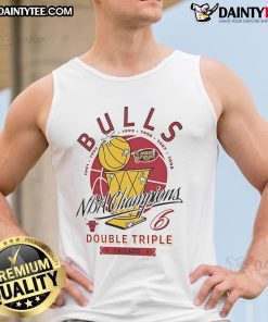 Good Chicago Bulls NBA Champions Double Triple 1991-1998 tank top featuring iconic team logo and championship years.