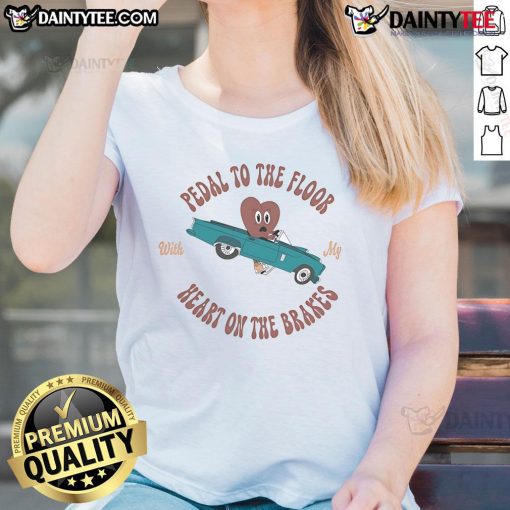 Good Dalton Mauldin Circular Pedal to the Floor Ladies Tee featuring heart and brake design for stylish, casual wear.