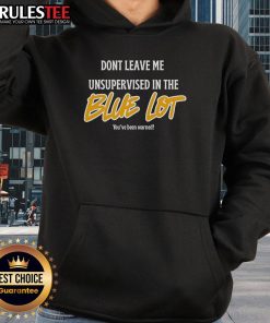 Person wearing the 'Don't Leave Me Unsupervised' hoodie in blue, showcasing a trendy and stylish streetwear look.