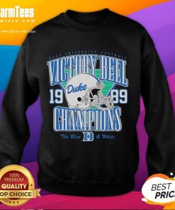 Alt Text: Good Duke Football Helmet 1989 Victory Bell Champions Sweatshirt featuring iconic design and team colors.