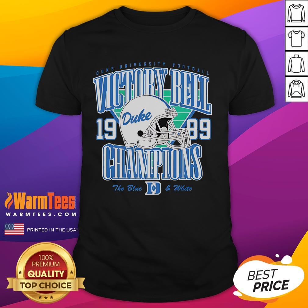Good Duke Football Helmet 1989 Victory Bell Champions T Shirt Good Duke Football Helmet 1989 Victory Bell Champions T-Shirt featuring iconic Duke logo and vintage design.