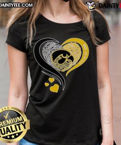 Good Fingerprint Heart Iowa Hawkeyes Ladies Tee highlighting DNA pride and team spirit in stylish design.