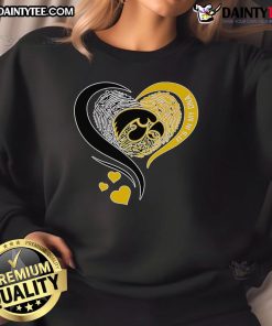 Alt Text: Good Fingerprint Heart Iowa Hawkeyes sweatshirt featuring DNA design, perfect for fans and alumni.
