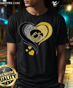 Alt Text: Good Fingerprint Heart design on Iowa Hawkeyes T-Shirt, showcasing DNA pride and team spirit.