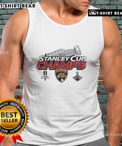 2025 Florida Panthers NHL Champions tank top featuring team logo and vibrant colors, perfect for fans and summer wear.
