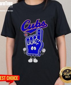 Chicago Cubs Ladies Tee featuring a foam hand with number one finger, perfect for game day and showing team pride.