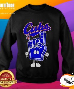 Good Foam Hand Number One Finger with Chicago Cubs Sweatshirt, perfect for fans showing team spirit at games.