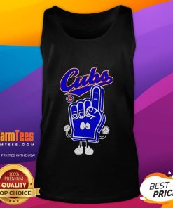 Chicago Cubs tank top with 'Number One' finger foam hand design, perfect for fans at games or casual wear.