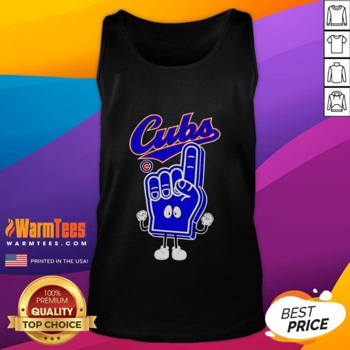 Chicago Cubs tank top with 'Number One' finger foam hand design, perfect for fans at games or casual wear.