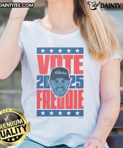 Good Freddie Freeman 2025 Vote Ladies Tee featuring vibrant design, perfect for baseball fans supporting Freeman's campaign.