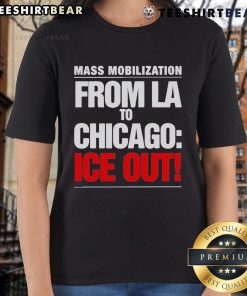Good From LA To Chicago Ice Out Mass Mobilization Ladies Tee featuring vibrant design and soft fabric for stylish activism.