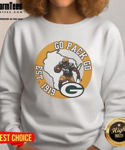 Good Go Pack Go Est 1919 Green Bay Packer sweatshirt featuring vibrant team colors and logo, perfect for fans.