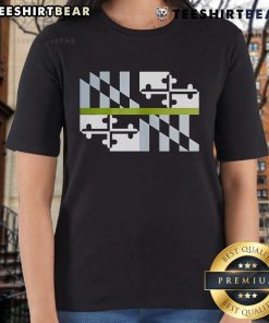 Good Green Line Maryland Flag Ladies Tee featuring a stylish design of the Maryland state flag on a comfortable shirt.