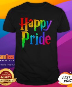Good Happy Pride Harry Wizard T-Shirt featuring colorful design celebrating LGBTQ+ pride with wizard-themed graphics.