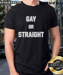 Good Heavenshe Gay Or Straight T-Shirt featuring bold text design for LGBTQ+ pride and fashion.