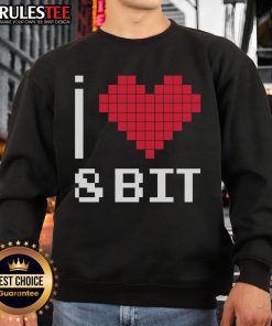 Good I Love Heart 8-Bit Retro Gamer Gaming Sweatshirt featuring pixel art design for gaming enthusiasts.