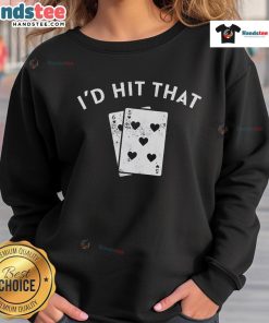 Good Id Hit That Blackjack Retro Sweatshirt in black featuring vintage casino graphics, perfect for blackjack enthusiasts.