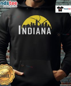 Good Indiana Pacers cityscape skyline 2025 hoodie featuring vibrant colors and iconic landmarks, perfect for fans.