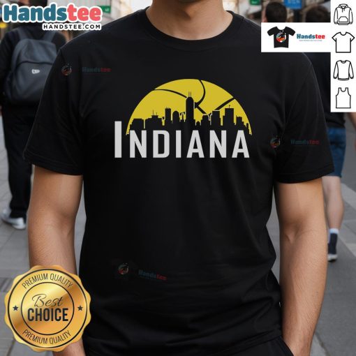 Good Indiana Pacers Cityscape Skyline Style 2025 T-Shirt featuring vibrant skyline graphics and team colors.