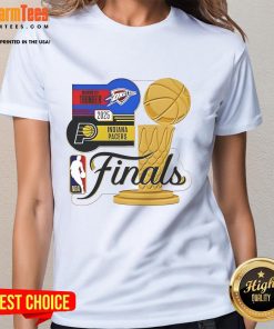 2025 NBA Finals matchup tee featuring Indiana Pacers vs Oklahoma City Thunder by WinCraft, perfect for ladies.