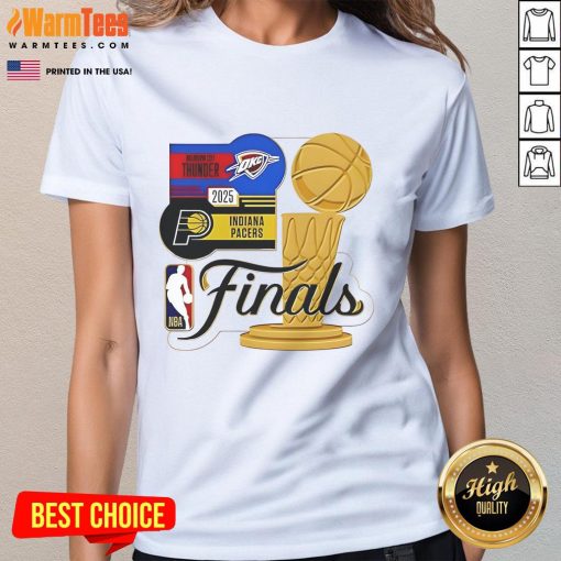 2025 NBA Finals matchup tee featuring Indiana Pacers vs Oklahoma City Thunder by WinCraft, perfect for ladies.