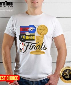 Good Indiana Pacers vs Oklahoma City Thunder NBA Finals 2025 Wincraft trophy t-shirt featuring team logos and vibrant design.