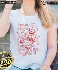 Good Job Kyle Schwarber Philadelphia Phillies ladies tee featuring team colors and logo for stylish fan apparel.