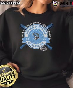 Alt Text: Good Johns Hopkins NCAA Division III Baseball Championship sweatshirt in Eastlake, OH, 2025 design.