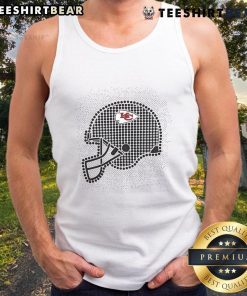 Alt Text: Kansas City Chiefs polka dots helmet tank top featuring vibrant team colors and stylish design for fans.