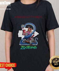 Alt Text: Good Kansas City Chiefs Zootopia 2 Ladies Tee featuring vibrant graphics and a stylish design for fans.