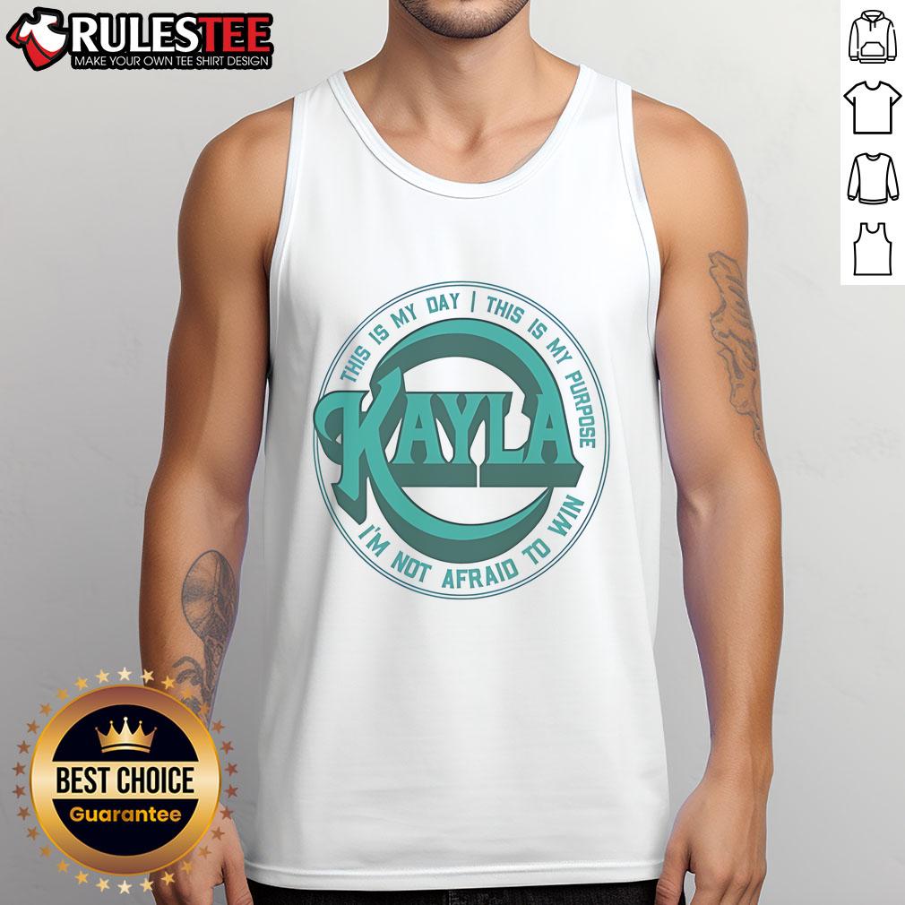 Good Kayla Harrison This Is My Day This Is My Purpose I'm Not Afraid To Win Concert Tank Top Kayla Harrison wearing 'This Is My Day' concert tank top, showcasing confidence and purpose at a live performance.