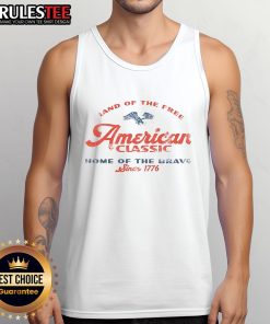 Good Land of the Free American Classic Home of the Brave since 1776 tank top showcasing patriotic design and style.