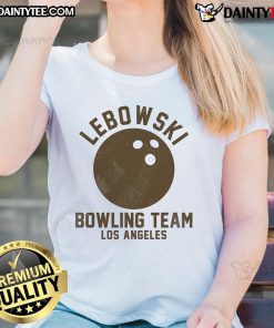 Good Lebowski Bowling Team Los Angeles ladies tee featuring vibrant graphics and a stylish design for fans of the cult classic.