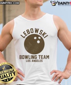 Good Lebowski Bowling Team Los Angeles tank top featuring a retro design, perfect for fans of the cult classic film.