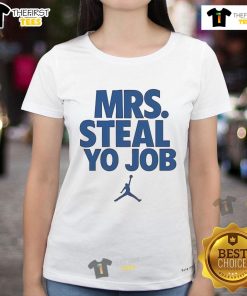 Good Lexie Hull wearing Mrs. Steal Yo Job ladies tee, showcasing a stylish and empowering basketball-inspired fashion.