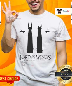 Good Lord Of The Wings The Twin Tower T-Shirt featuring iconic twin tower graphics and vibrant colors for aviation enthusiasts.