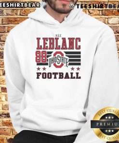 Alt Text: Good Max LeBlanc Ohio State Buckeyes Football 88 Hoodie in scarlet, perfect for fans supporting their team.