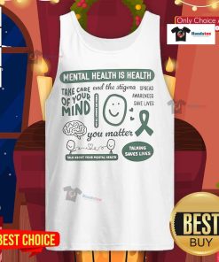 Good Mental Health Month tank top promoting mental health awareness and the message 'Talk Saves Lives' for the Happiness Project.