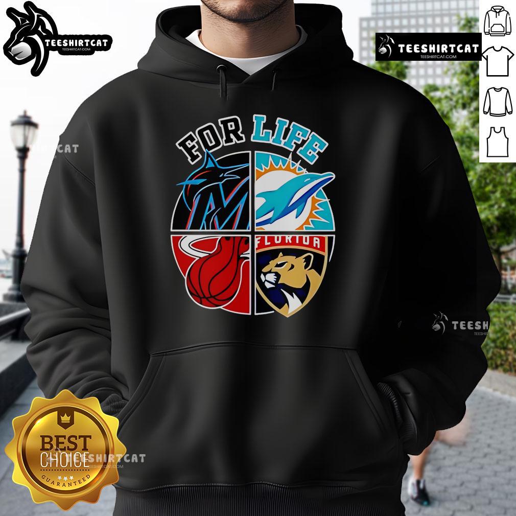 Good Miami Dolphins Marlins Heat And Panthers For Life Hoodie Good Miami Dolphins Marlins Heat and Panthers For Life Hoodie showcasing vibrant team logos and colors for sports fans.