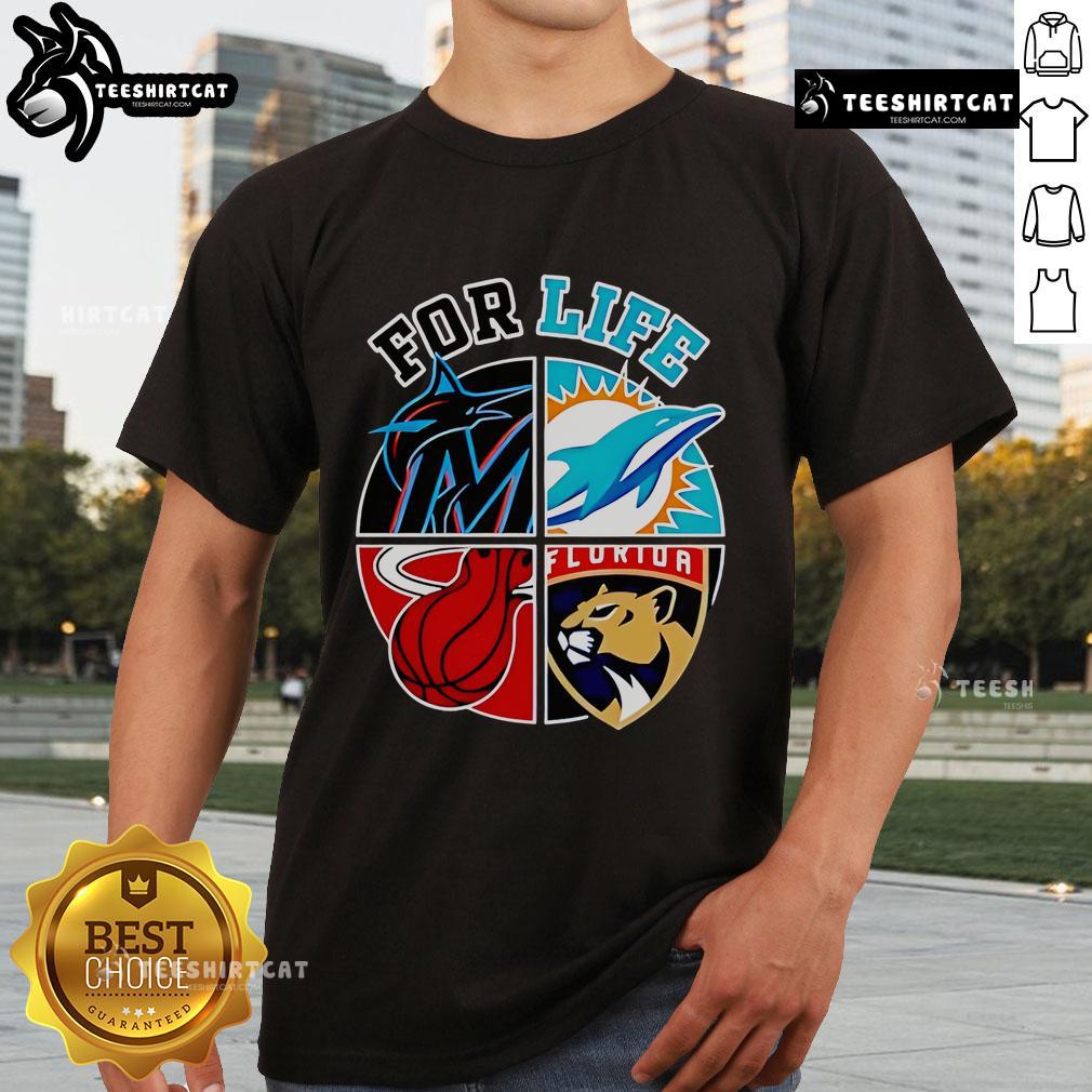 Good Miami Dolphins Marlins Heat And Panthers For Life T Shirt Good Miami Dolphins Marlins Heat and Panthers for Life T-Shirt featuring team logos and vibrant colors for sports fans.